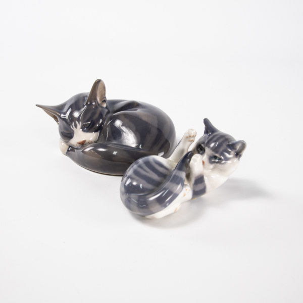 Erik Nielsen, figuriner, 2 st, katter, Royal Copenhagen
