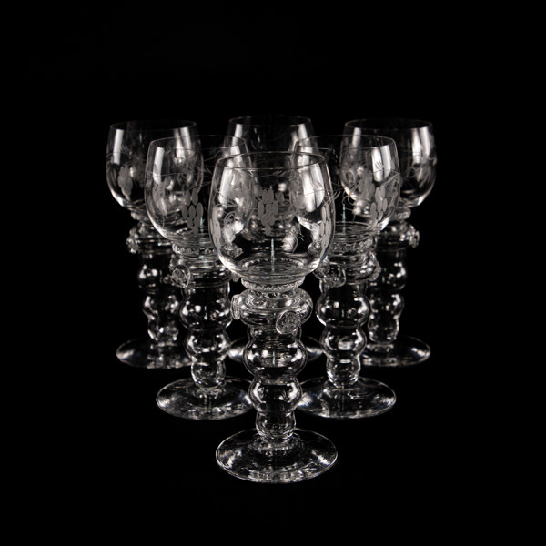 Remmare, 6 st, klarglas, höjd 18 cm