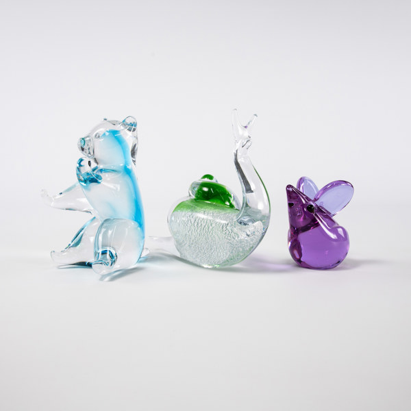 Figuriner, 3 st, FM Konstglas, högsta 17 cm