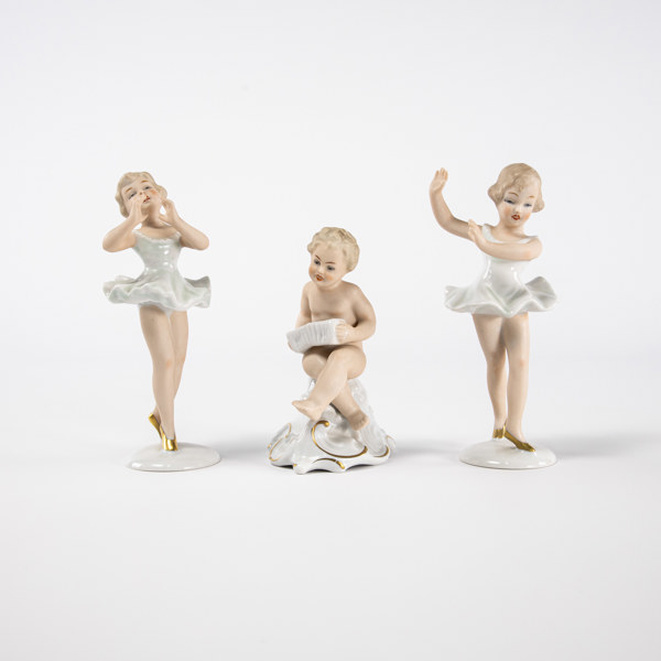 Figuriner, 3 st, Wallendorf, högsta 15 cm