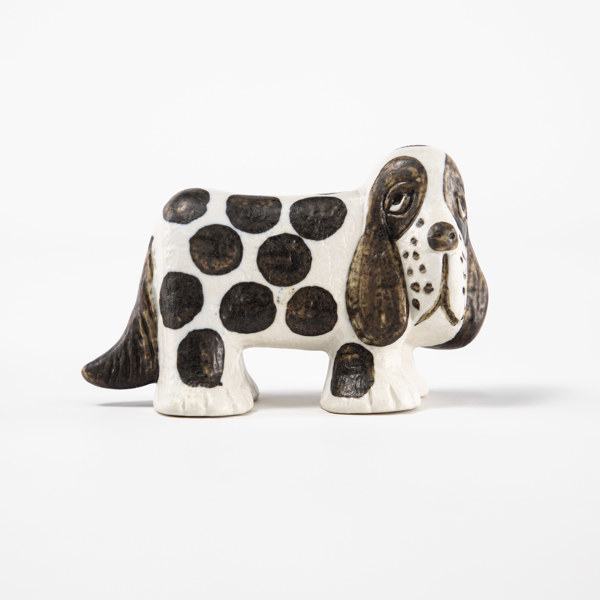 Lisa Larson, figurin, "Fläckig Spaniel", Gustavsberg, höjd 7 cm