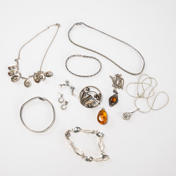 Smycken, ett parti, silver, 87,7 gram