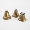 Mässingsklockor, 3 st, höjd 9 cm och mindre
