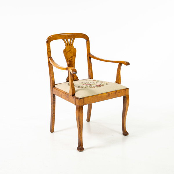 Karmstol, bonad björk, tidigt 1900-tal