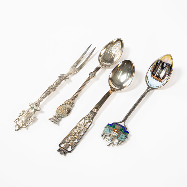 Udda teskedar, gaffel, 4 st, silver