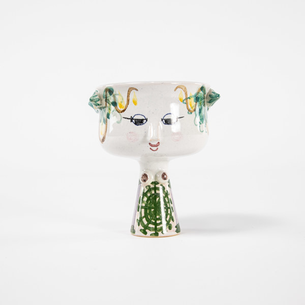 Björn Wiinblad, skål på fot, fajans, signerad, daterad -77, höjd 9,5 cm