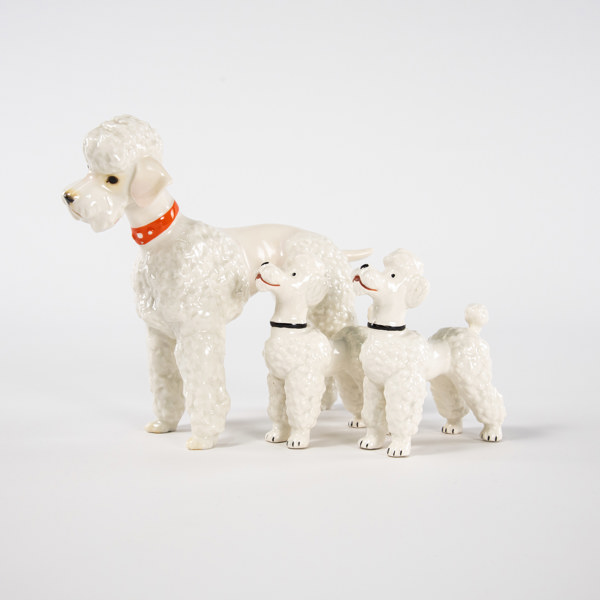 Figuriner, 3 st, pudlar, Tyskland, högsta 15 cm