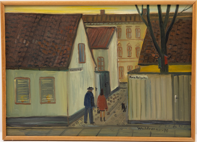 Åke Waldemar Larsson, olja på pannå, Malmömotiv, 47x34 cm