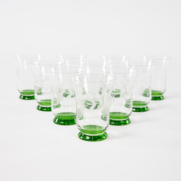 Dessertvinglas med grön fot, 10 st, höjd 8 cm