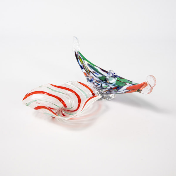 Skålar, 2 st, Murano, Italien, längsta 23 cm