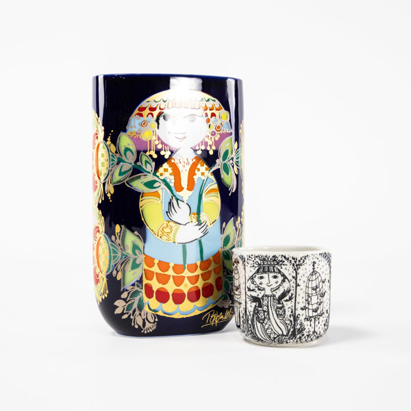 Björn Wiinblad, vaser, 2 st, Rosenthal, Nymölle, högsta 18 cm