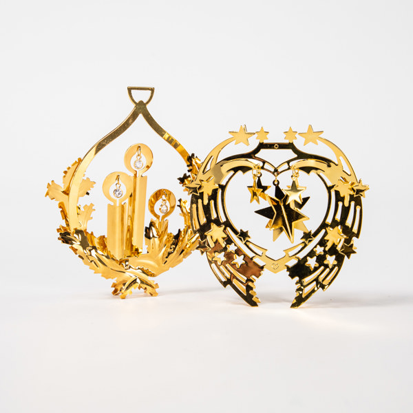 Juldekorationer, 2 st, mässing, Georg Jensen, diameter ca 11 cm