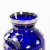 Vas, blått glas med silverdekor, höjd 23 cm
