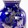 Vas, blått glas med silverdekor, höjd 23 cm