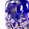 Vas, blått glas med silverdekor, höjd 23 cm