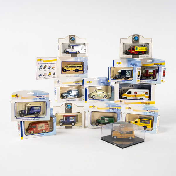 Modellbilar, 13 st, Posten Åland, skala 1:43