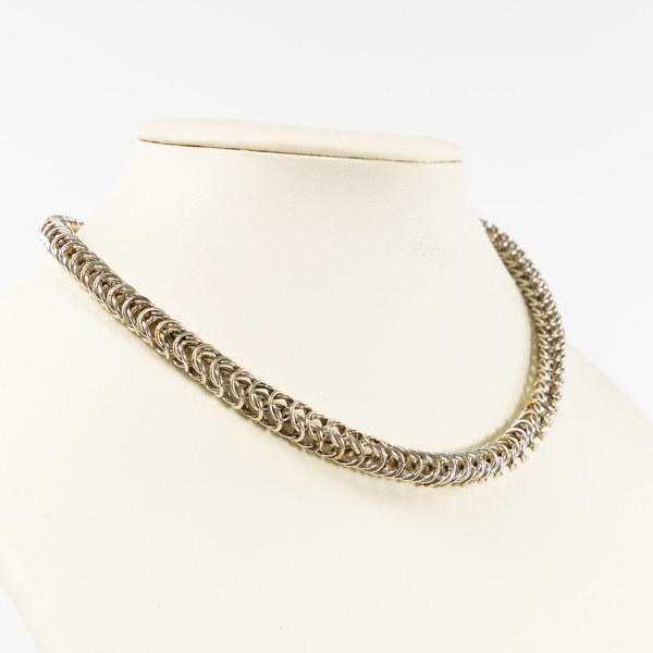 Halsband, flätad länk, silver, 56,6 gram