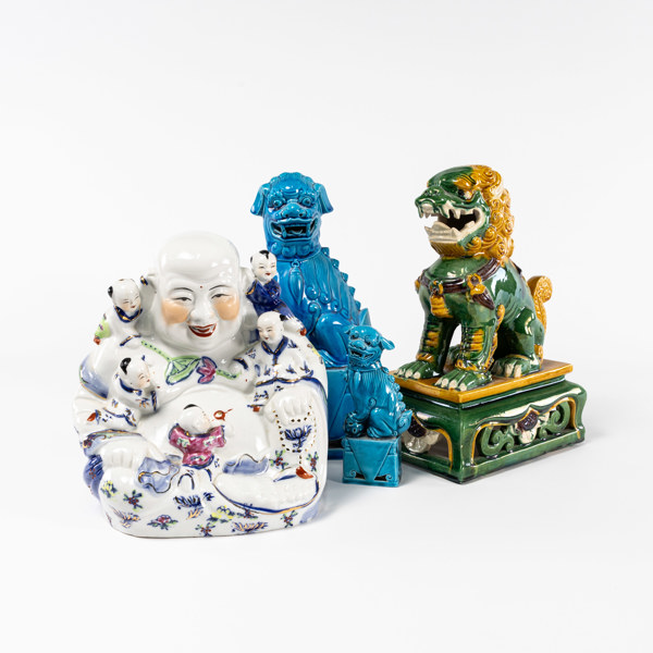 Fohundar, figurin, 4 st, Kina, högsta 31 cm