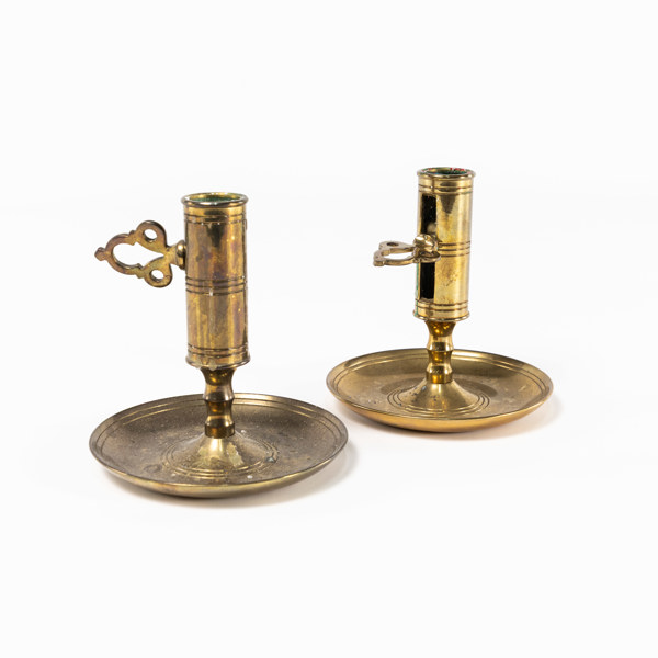 Nattljusstakar, ett par, malm, Morells Gjuteri, Mora, höjd 11 cm