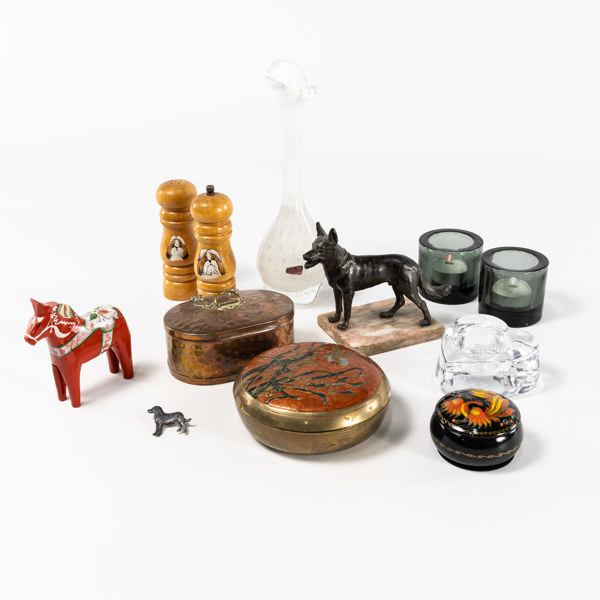 Lockburkar, bronsfigurin, vas, bl a Iittala, högsta 24 cm