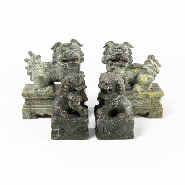Fohundar, två par, sten, Kina, höjd 16 cm