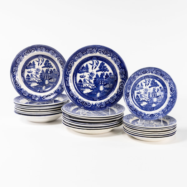 Servisdelar, 24 delar, flintgods, "Willow", Gustavsberg