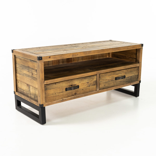 TV-bänk, trä/läder, modern tillverkning, bredd 120 cm