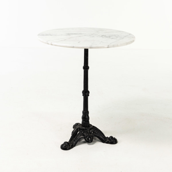 Cafébord, metall och marmor, diameter 60 cm