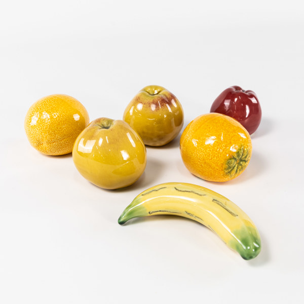 Keramikfrukter, 6 st, Portugal, längsta 13,5 cm