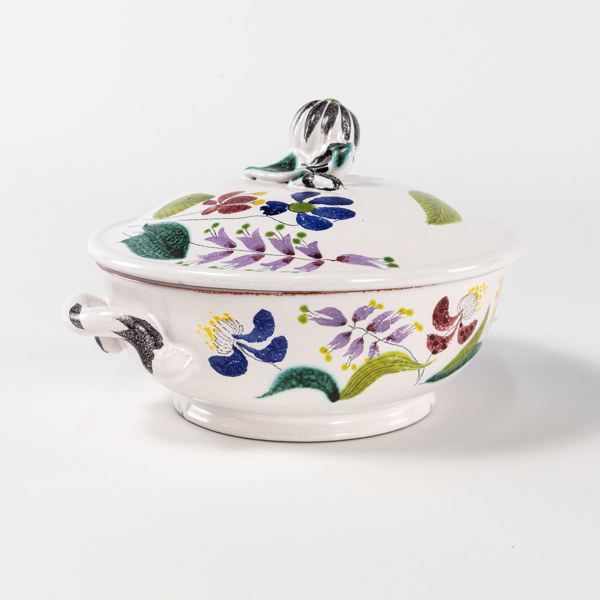 Stig Lindberg, skål med lock, fajans, signerad, Gustavsberg, höjd 15 cm