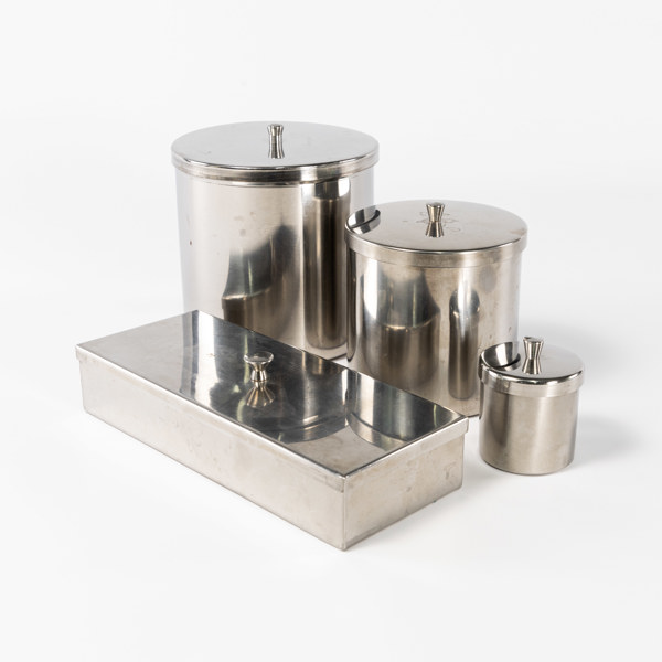 Burkar med lock, 4 st, rostfritt stål, högsta 17 cm