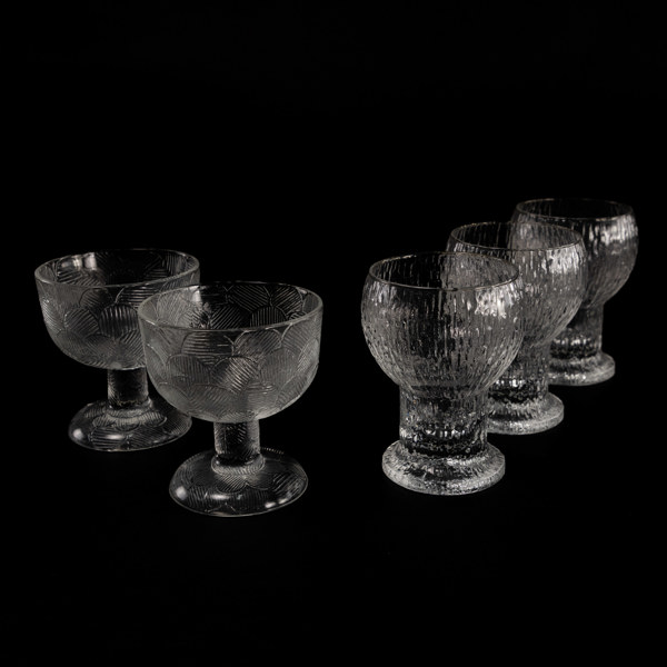 Glas, 5 st, "Kekkerit", "Miranda", högsta 12,5 cm