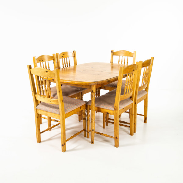 Matgrupp, 7 delar, furu, Furusnickarn, längd 133 cm