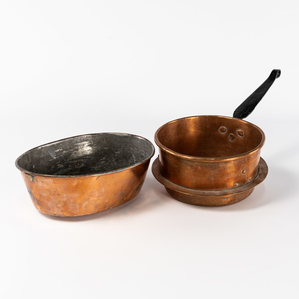 Koppar, 2 delar, bl a Skultuna, 28x22 cm och mindre