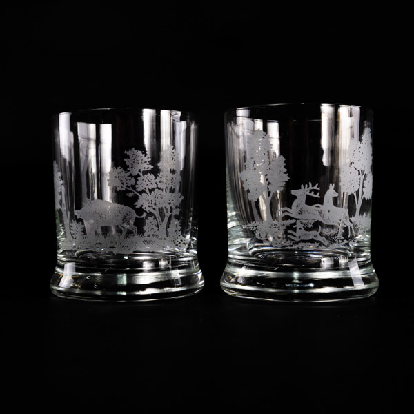 Whisky, 5 st, med viltmotiv, höjd 10 cm