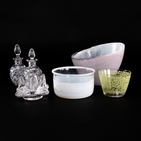 Skålar, karaffer, 6 st, högsta 16 cm