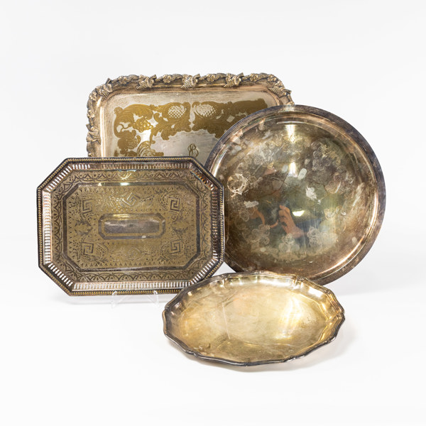 Större, nysilverfat, 4 st, längsta 50 cm