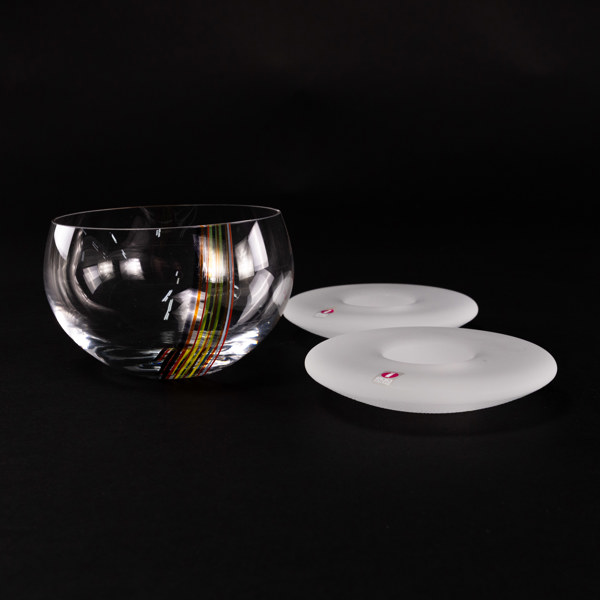 Skål, ljuslyktor, 3 delar, Iittala, Kosta Boda, Ø 12,5 cm