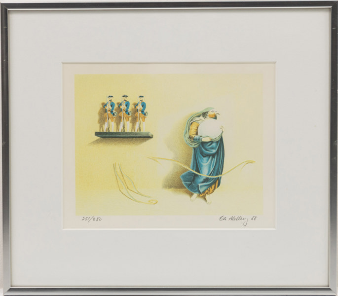 Ole Ahlberg, litografi, 251/350, signerad, 42x37 cm