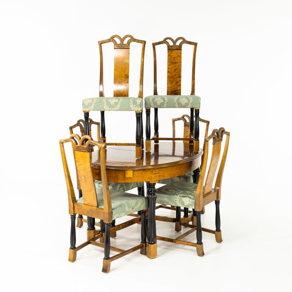 Matgrupp, 7 delar, bonad björk, 1900-talets första hälft