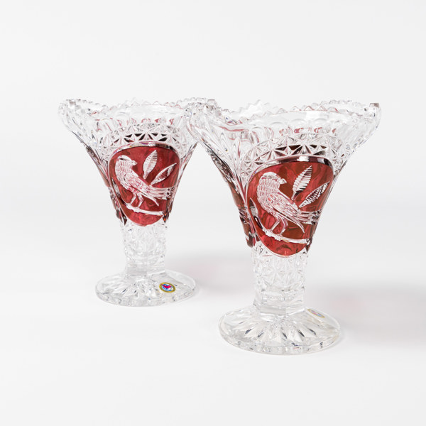 Vaser, ett par, Hofbauer, Tyskland, höjd 20 cm