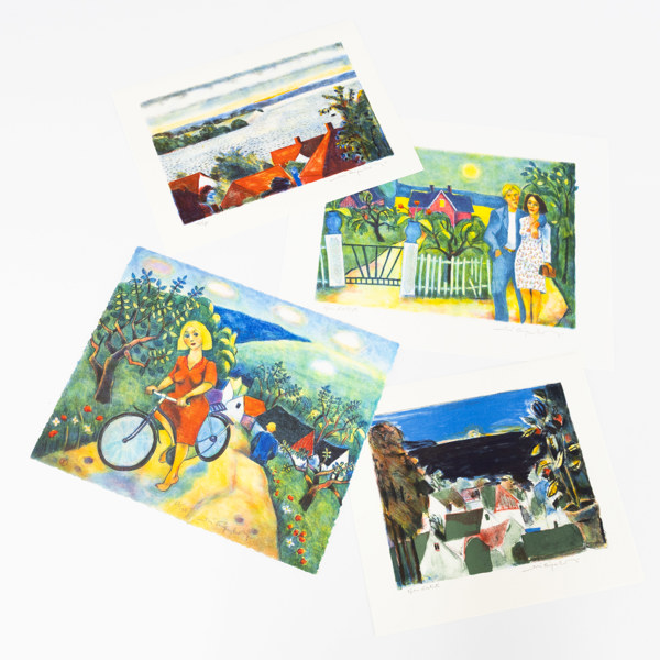 Jussi Taipaleenmäki, litografier, 4 st, signerade, 42x31 cm och mindre