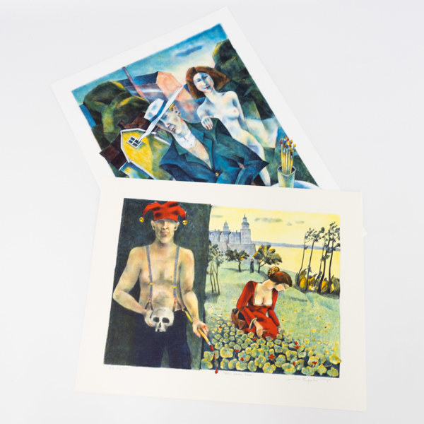 Jussi Taipaleenmäki, litografier, 2 st, signerade, 63x45 cm och mindre