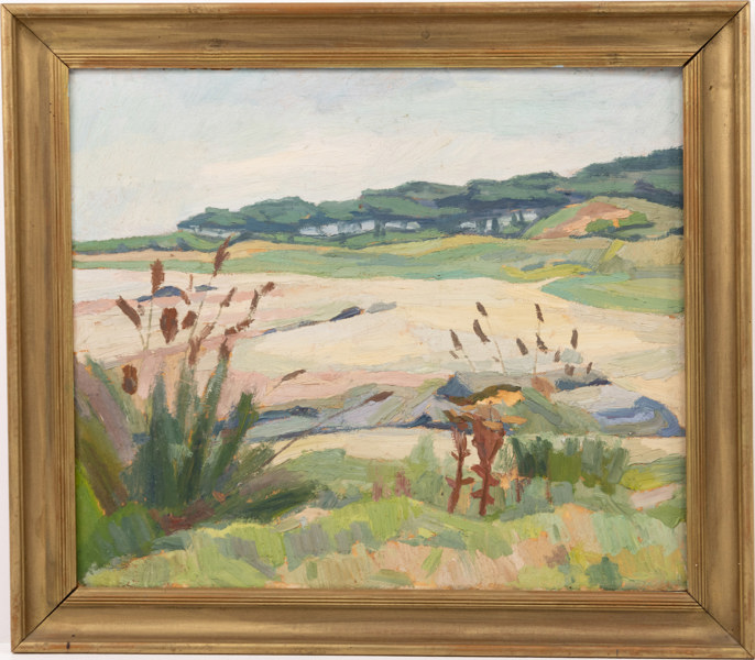 Gustav Edwall, olja på pannå, signerad, 84x44 cm