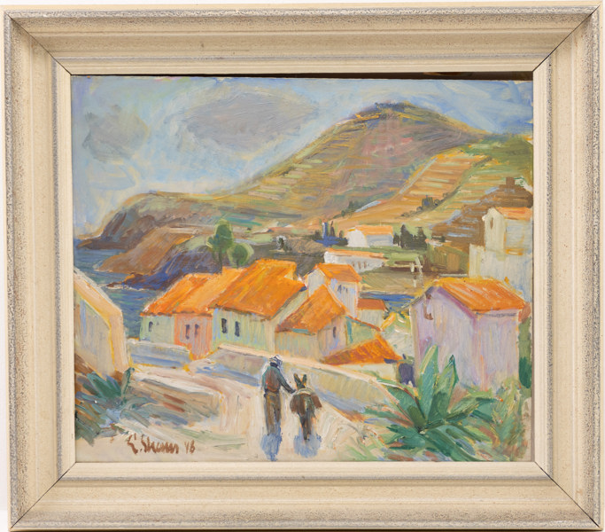 Eskil Skans, olja på pannå, signerad, 59x52 cm