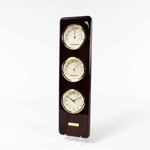Väggur med barometer och termometer, Ericsson, höjd 43 cm