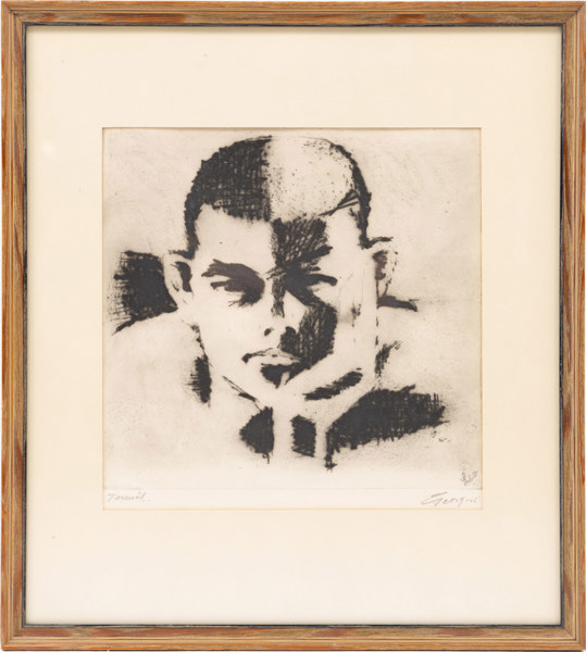 Georg Nilsson, gravyr, signerad, 36x40 cm