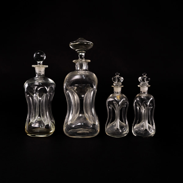 Kluckaflaskor, 4 st, högsta 27 cm