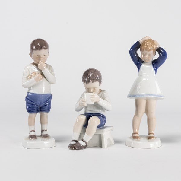 Figuriner, 3 st, 2381, 1696, 1713, B&G, högsta 19 cm