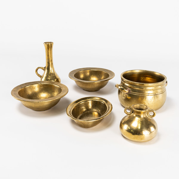 Vaser, skålar, 6 delar, mässing, Scandia Present, höjd 15 cm och mindre